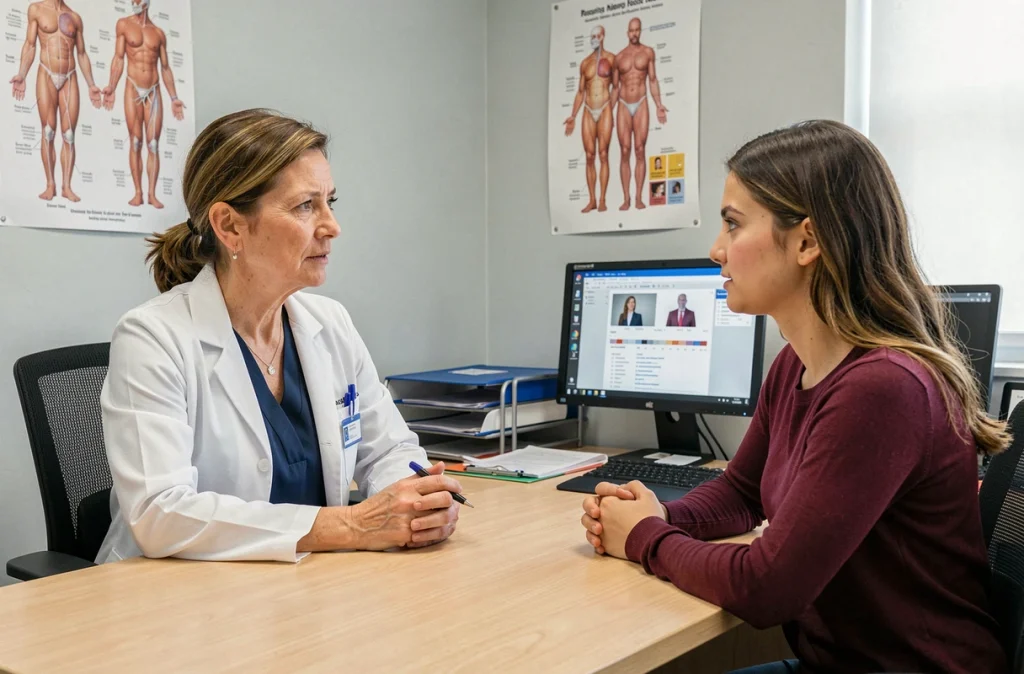 Consultation gynécologique entre une médecin et une patiente pour le diagnostic de l'endométriose